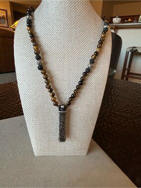 Corso Tiger Eye Beaded Pendant Necklace